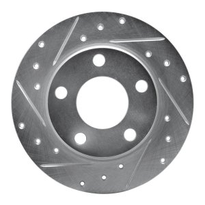 Audi A6 Quattro Brake Rotor (1) - Rear Left - R1 Concepts - Drilled & Slotted - Silver - `99-`02